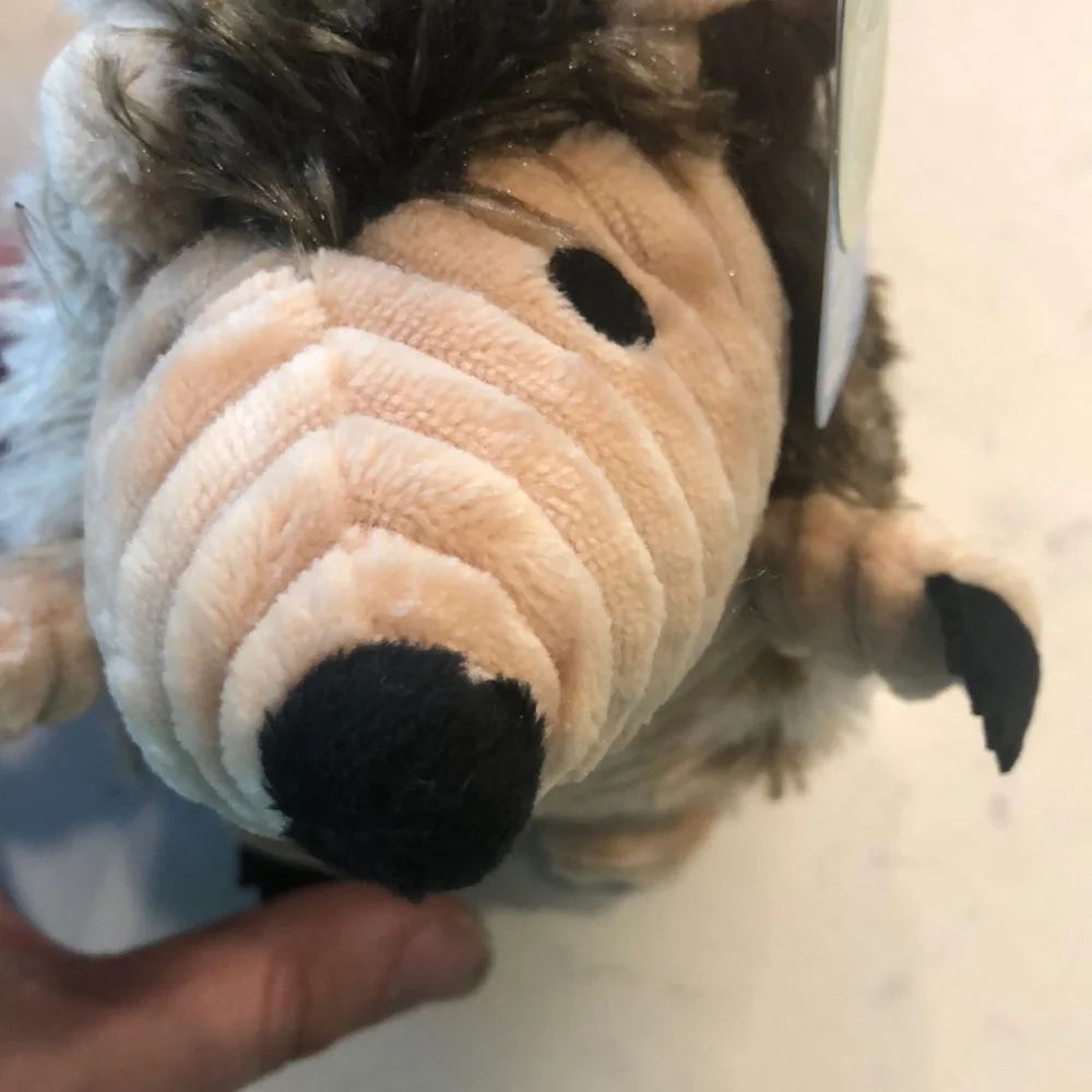 Plush Hedgehog Toy for Small Pets - Cream and Brown